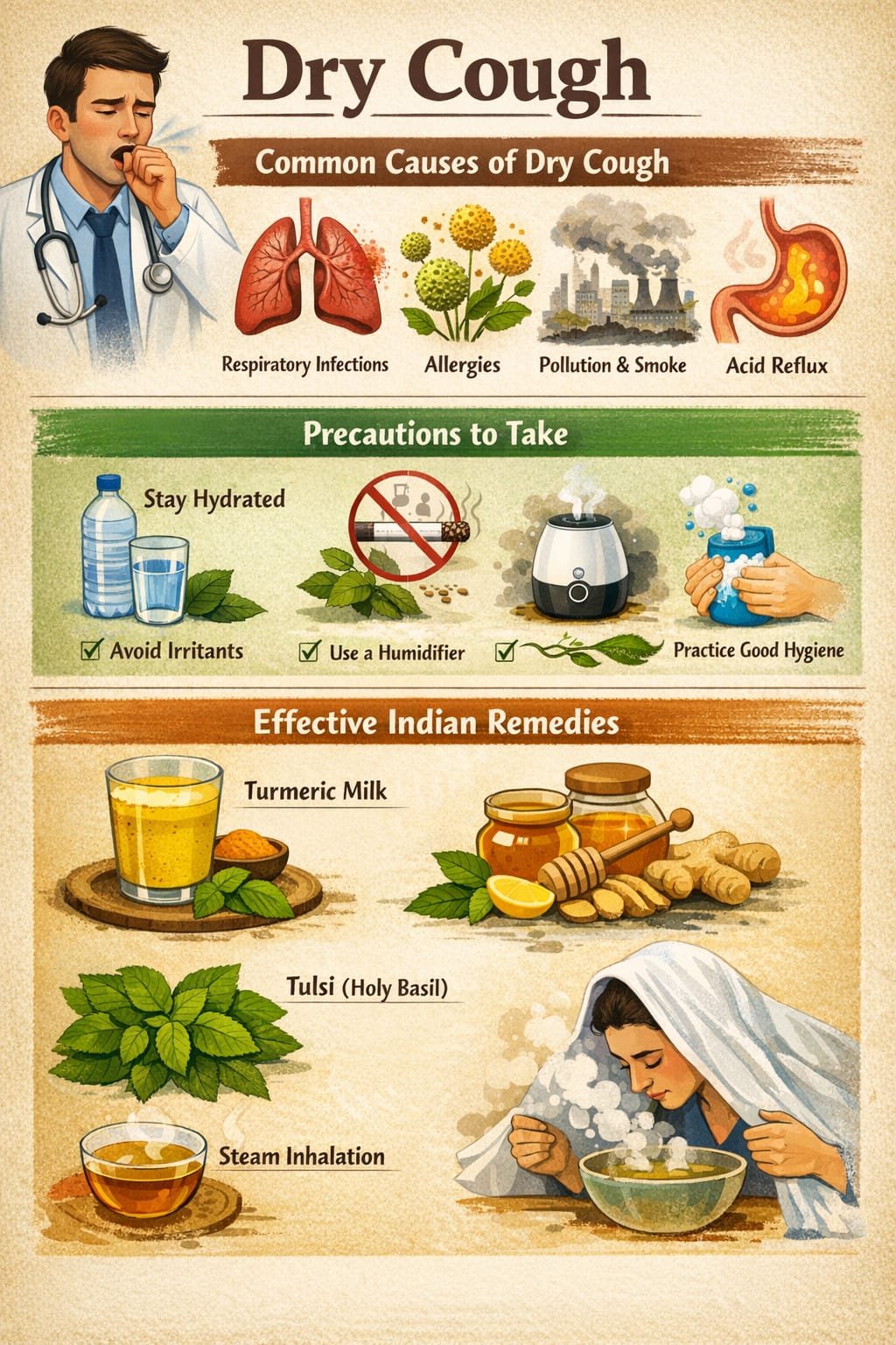 देशभर में बढ़ रही है सूखी खांसी की समस्या: कारण, सावधानियाँ और असरदार देसी उपाय